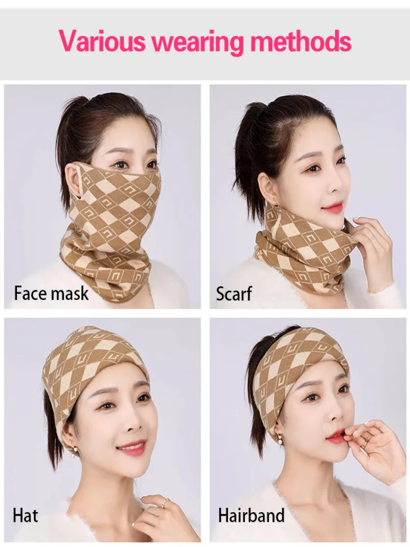 Knitted mask fall and winter Korean version of the hundred windproof warm multifunctional scarf neck protector neck cover scarf