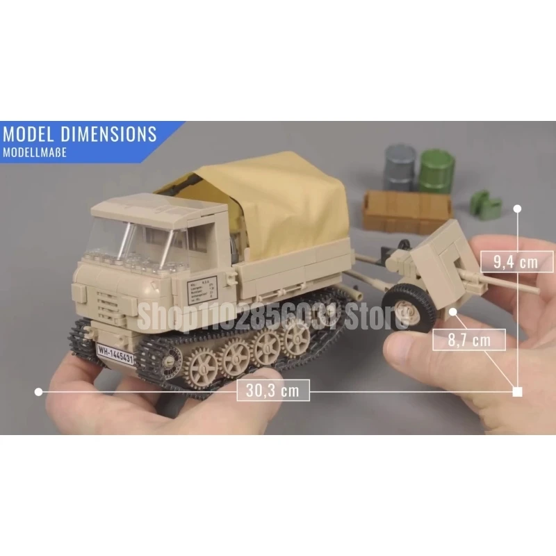 606pcs MOC Military Rso/01 Tractor 37mm Anti Tank Building Blocks Model Bricks World War II Toys Birthday Gifts Boys Christmas