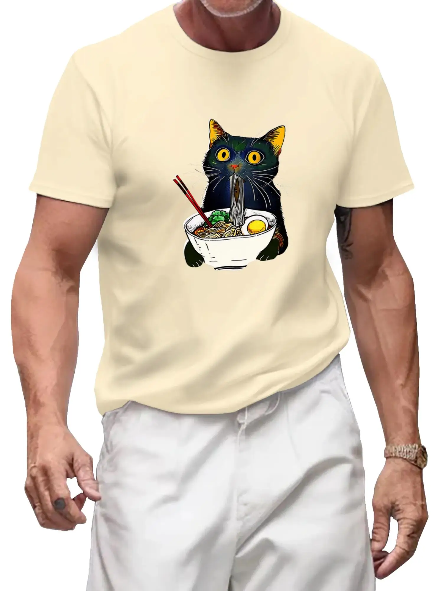 

Ramen Noodle Black Cat Foodie Lover Бестселлер Подарочная футболка с мемом