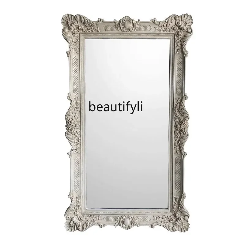 

xx1European retro carved full-length mirror hand-customized luxury home living room floor mirror bedroom dressing mirror