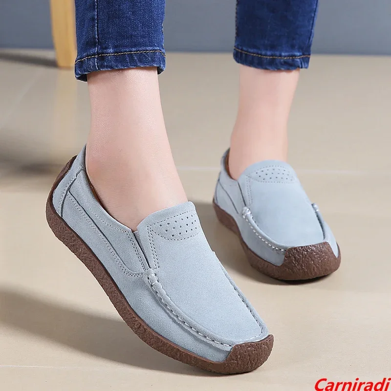 

Fashion Suede Snail Big Size Casual Moccasins Women Outdoor Slip On Breathable Flat Loafers Ladies Spring Non-slip Walking Shoes