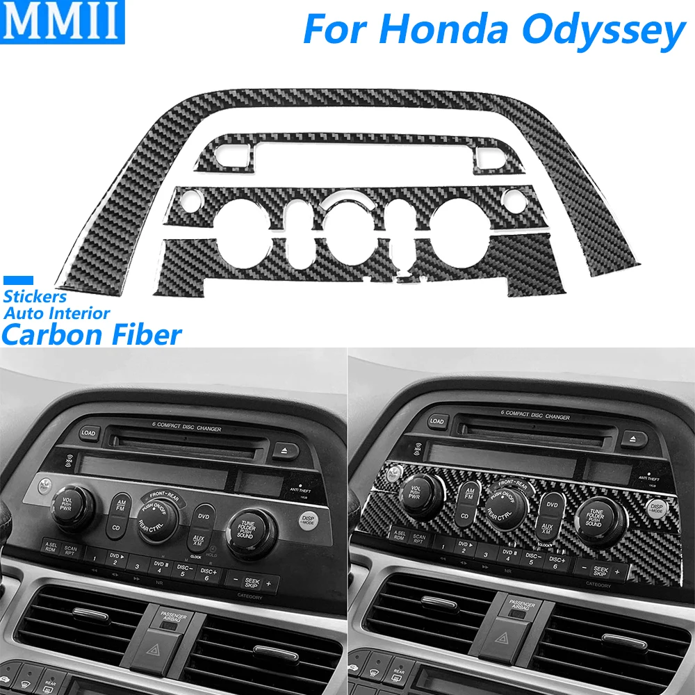 

For Honda Odyssey 2005-2010 Carbon Fiber Central Radio CD Control Panel Set Decorative Cover Car Interior Accessories Sticker