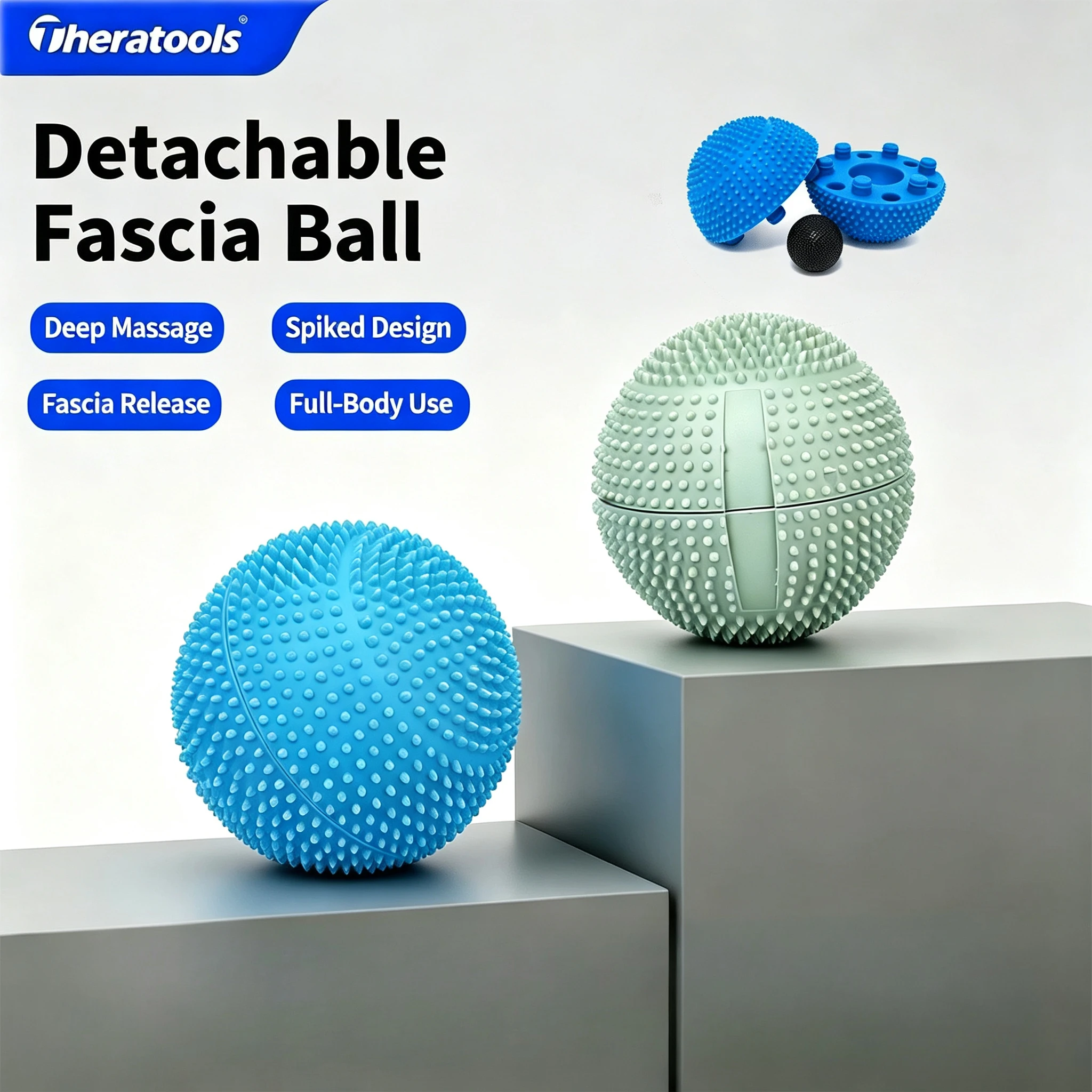 Balle de massage détachable pour fascias, rouleau d'acupression pour les méridiens du pied, soulagement musculaire complet du corps, outil de récupération pour les douleurs au cou, au dos et à la taille.