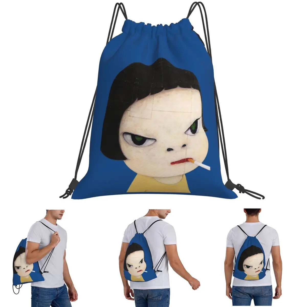 

Yoshitomo Nara Backpacks Casual Drawstring Bundle Pocket Shoes Bag Book Bags for Man Woman School