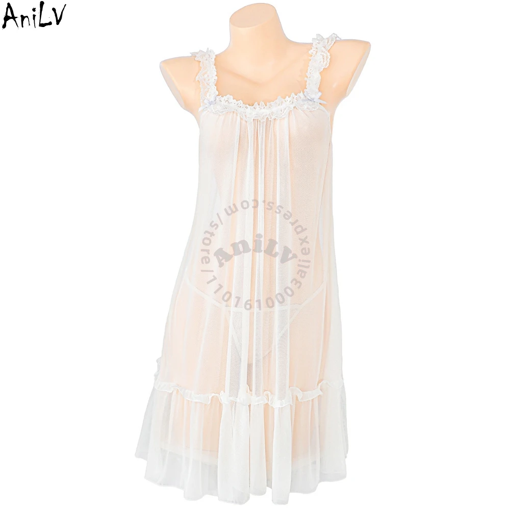 

AniLV аниме Лолита девушка милая шифоновая ночная рубашка сексуальное женское белье наряды эротические пижамы костюмы для косплея