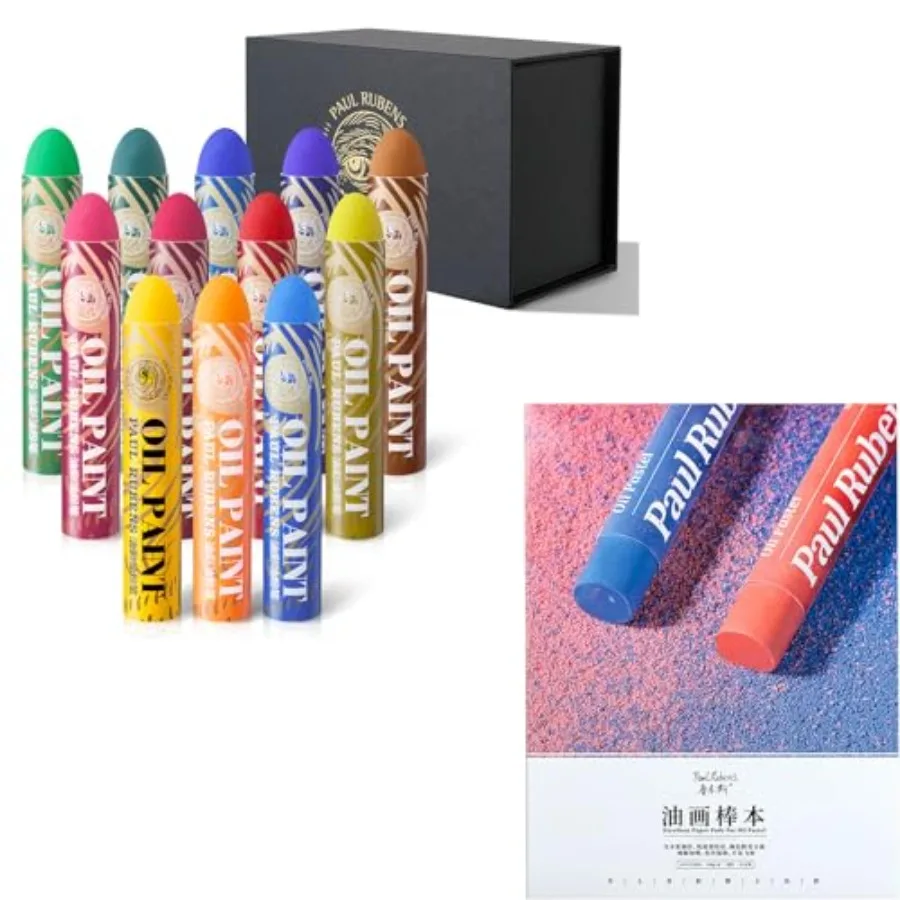 

12 Vibrant Colors Extra Large Oil Pastels Set B Oil Pastels Paper, Mixed Media Sketchbook, 112lbs/240gsm Acid-Free Art Papers 8