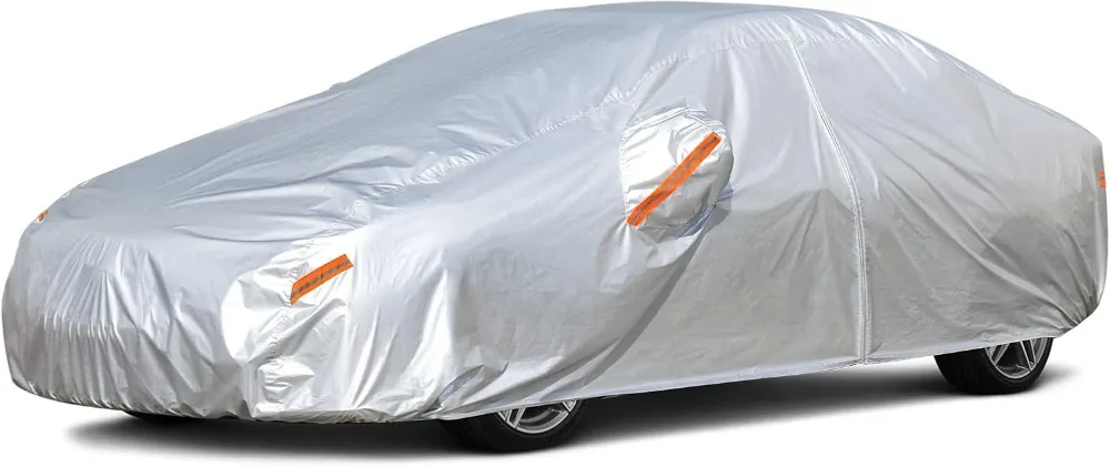 

Waterproof All Weather Car Cover with Zipper Mirror Pocket, Fits Sedans 178-185 Inch, Sun UV Rain Protection