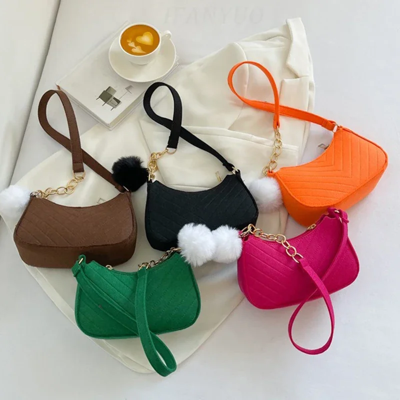 Bolso de lujo con diseño de axila para mujer, bolso de mano a la moda para mujer, bolso cuadrado pequeño debajo de la media luna, bolsos de hombro pequeños de Color sólido