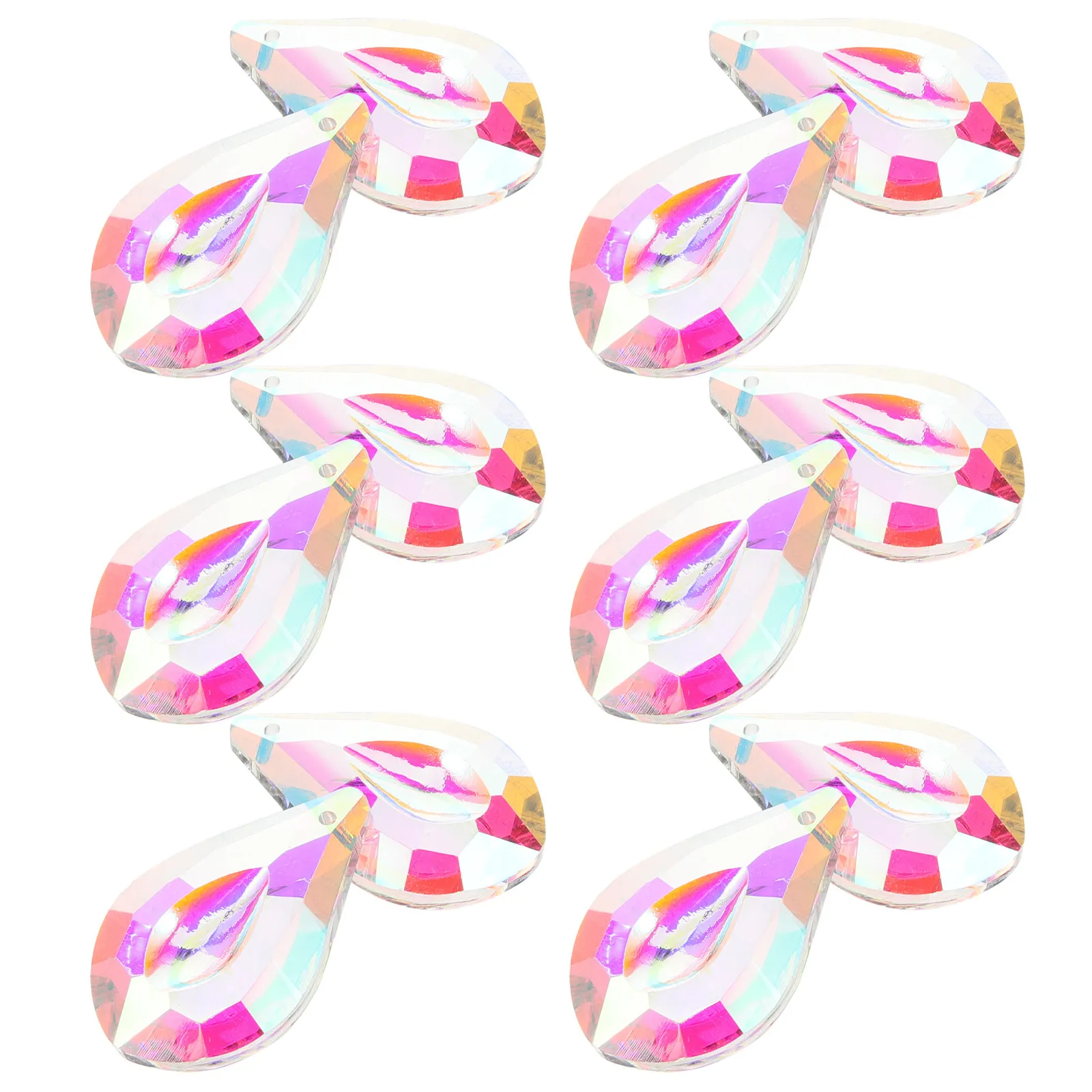 12Pcs Smooth Glass Crystal Prisms Chandelier Hanging Decorations Light Pendant Ornament DIY Jewelry Making Garden Christmas Tree