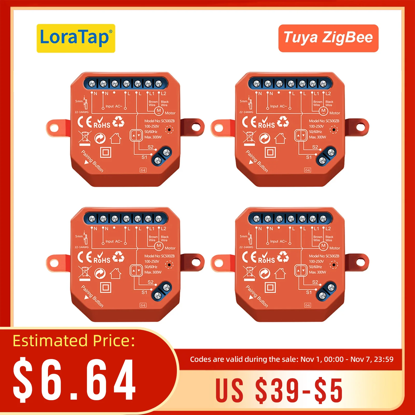 

LoraTap ZigBee Shutter Switch Module For Electric Motorized Curtain Blind Tuya Smart Life Roller Alexa Google Home ZigBee2MQTT