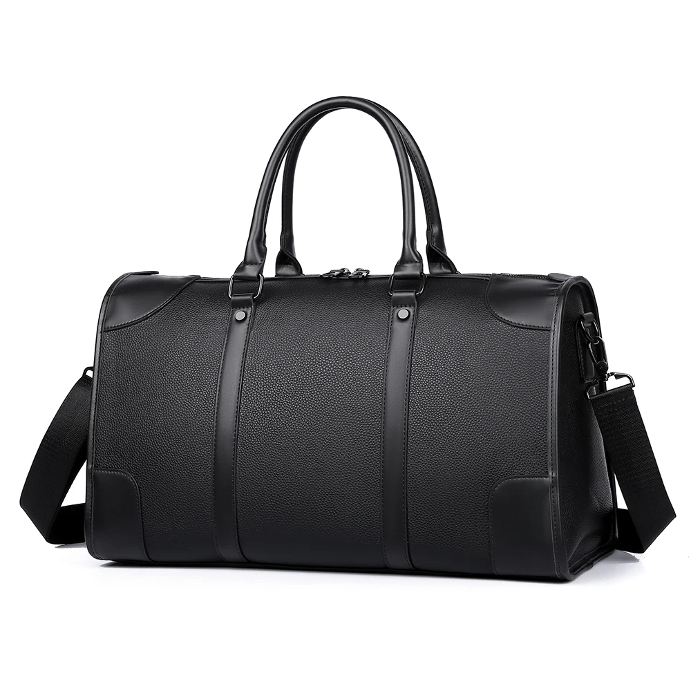 Men‘s Luxe Business Travel Tote Bag Large Capacity with 15.6' Laptop Waterproof PU Material Lightweight for Trip Gym Out School