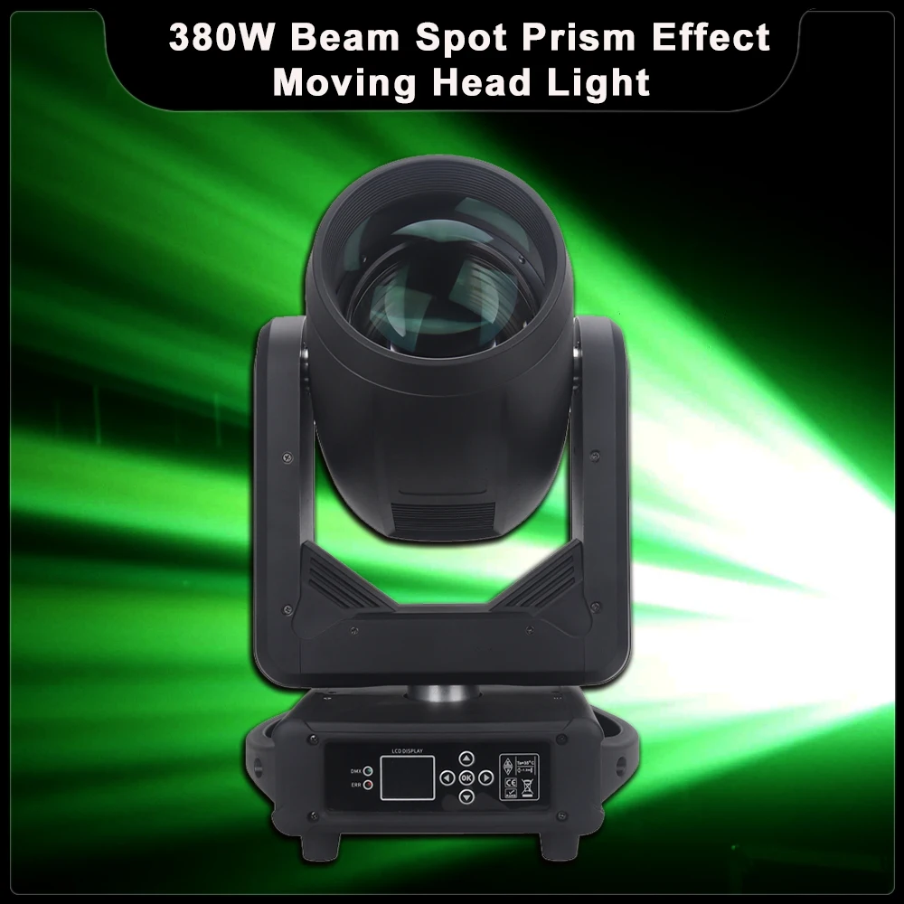 

YUER 380W Beam Spot Moving Head Light With Honeycomb Prism 17 Gobos Fog Rainbow Effect DMX DJ Disco Party Christmas Stage Effect