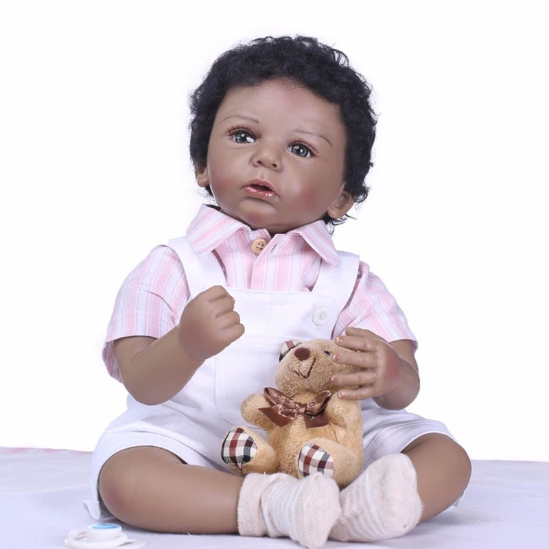 50CM African American Reborn Baby Doll  Premature Baby Finished Newborn Dark Skin Black Girl Best Christmas Gift For Kids