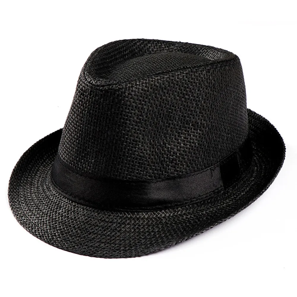 Unisex Trilby Gangster Cap Beach Sun cappello di paglia Band Sunhat cappello di paglia da sole per donna uomo Summer Beach 2025 cappelli da sole estivi L * 5