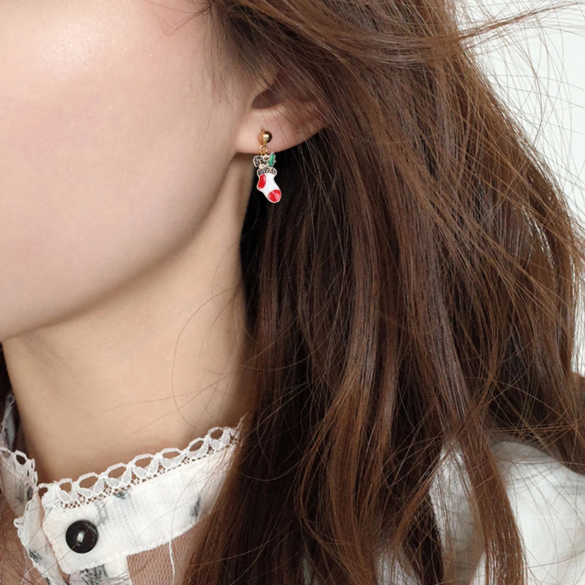 

10Pcs Christmas Stocking DIY Earrings Jewelry Accessories Xmas Enamel Pendants for Necklace Bracelet Keychain Jewelry Making