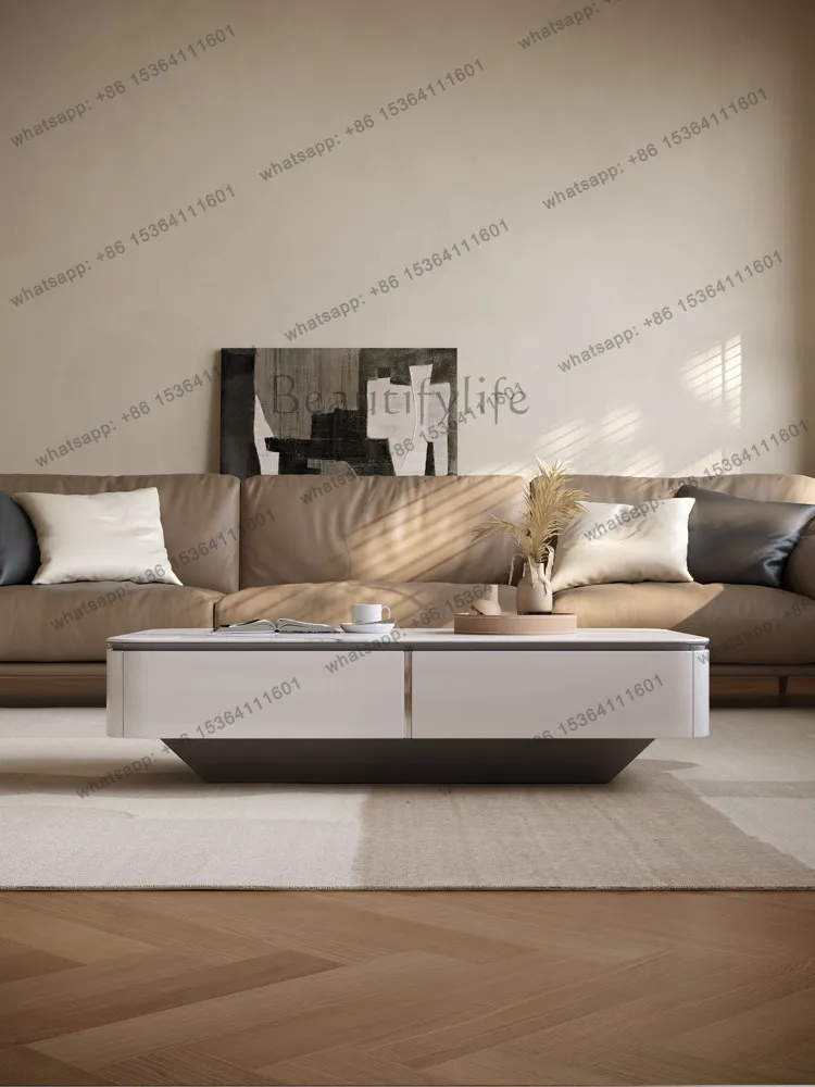 XX. Italian minimalist microcrystalline stone coffee table simple modern light luxury rock slab coffee table