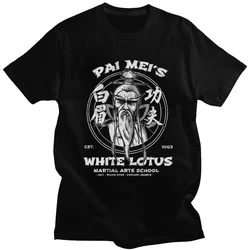 Pai mei-男性用の白いロータスキルビルTシャツ,半袖コットンTシャツ,フィルムTシャツ,ギフトTシャツ