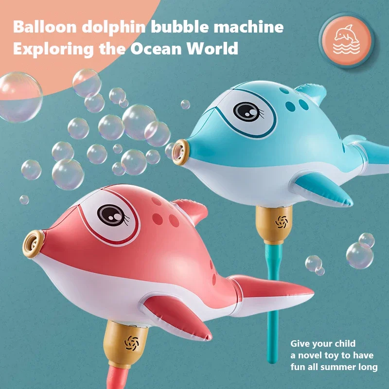 Electric Balloon Dolphin Bubble Machine LED Inflatable Handheld Kids Toy Non Leaking Bubble Gun Blowing Soap Maker Outdoor Game