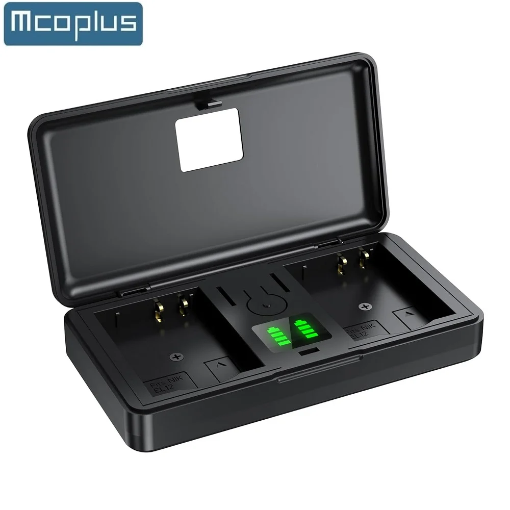Cargador de batería dual USB Mcoplus EN-EL12 para Nikon Coolpix A900 S6200 S6300 S8200 S9050 S9200 S9300 S9400 S9500 S9700 S9900 P310