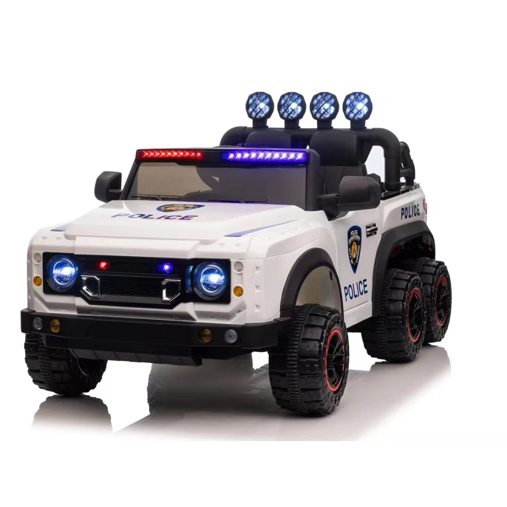 24v Kids ride on police car W/Parents Remote Control,anti-collision bar,Front& top alarm light design,Police car sticker