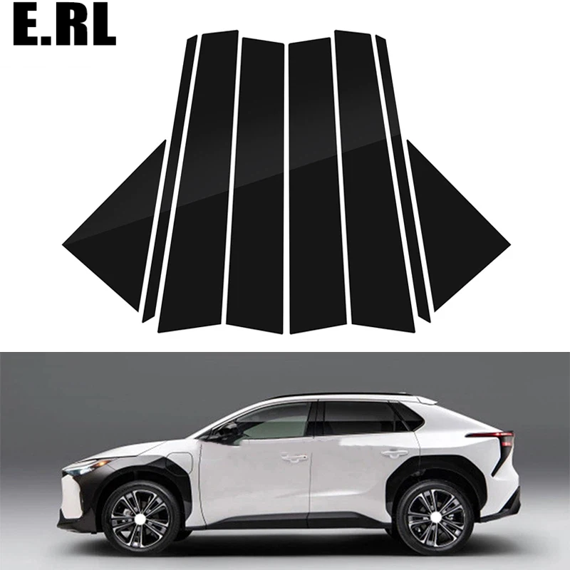 

8PCS Fit For Toyota BZ4X 2022-2023 Glossy Black Pillar Posts Door Trim Molding Window Decorativer Cover Stickers Accessories