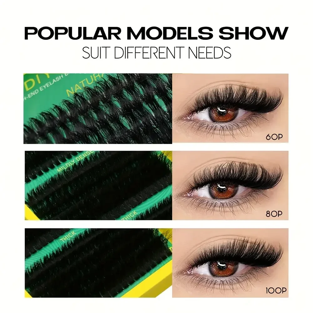 DIY-Wimpernverlängerungsset – flauschige gemischte Längen 10–16 mm, 0,07 mm dicke Wimpern mit Pinzette, anfängerfreundliches, wiederverwendbares Set – Detail 4