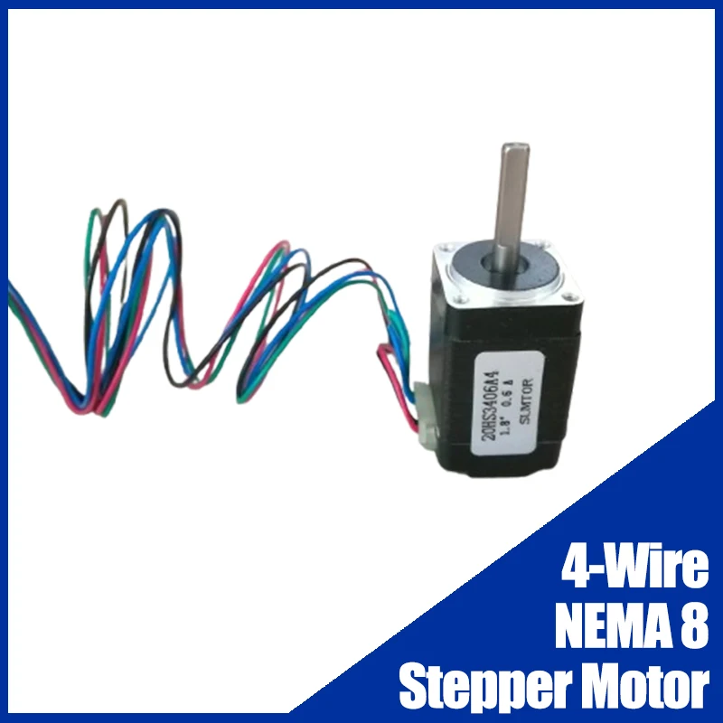 NEMA 8 Stepper Motor 4-Wire Step angle 1.8°1.8N.cm Fuselage Length 34mm Current 0.6A Single Output Shaft CE ROHS CNC Kits