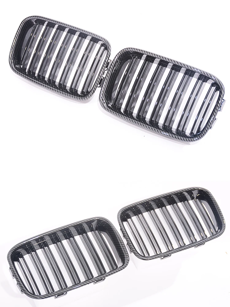 Dual Slat M Color Carbon Matte Grill For BMW 3 Series E36 Pre-LCI 1992-1996 Front Bumper Kidney Gloss Black M Tech Grills Cover view 4