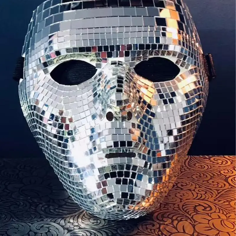 Unique Disco Ball Glitter Face Mask Festival Masquerade Masks for Party Mirror Glass for DJ Stage Bar Party Holiday Decoration