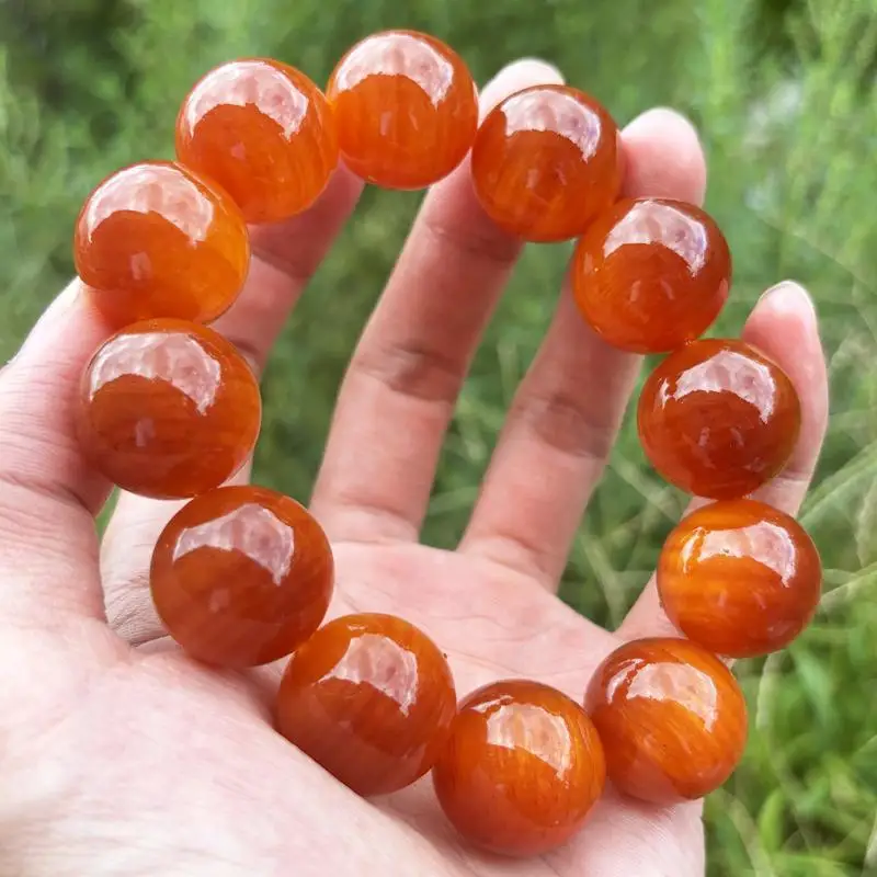 

Authentic Natural Imperial Blood Dragon Wooden Bracelet Full Light Transmission Log WenPlay Bead 2.0 Men and Women's HandString