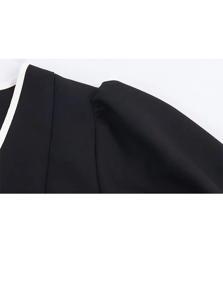 HH المرأة الربيع الصيف جديد التباين اللون القوس مزين فستان قصير الحلو قصير تاريخ الحفلات المألوف تنوعا فستان بفتحة عنق على شكل v