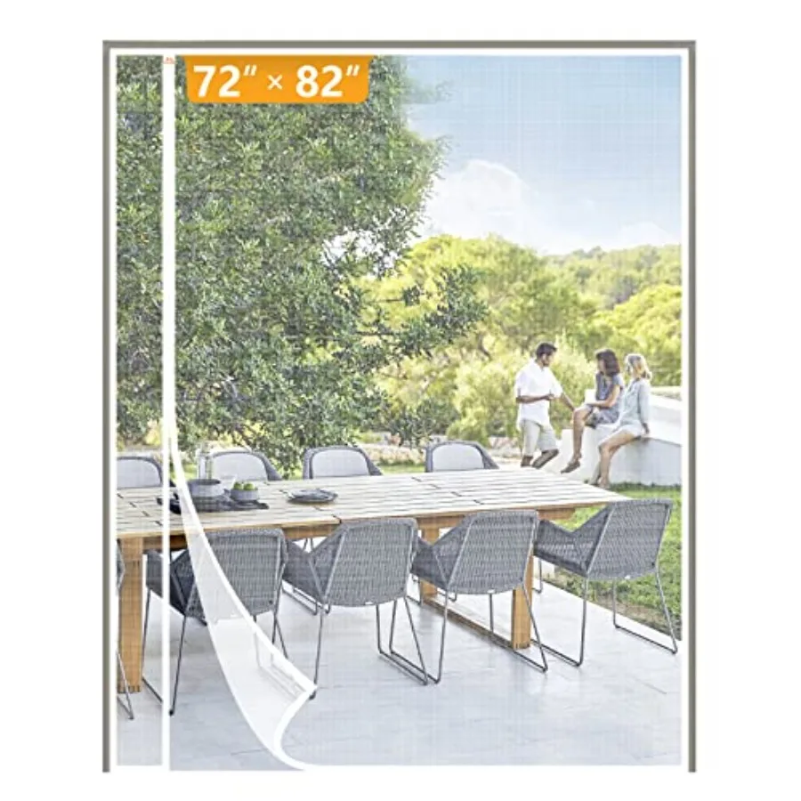 

Reversible Left Right Side Opening Magnetic Screen Door Fits Door Size 72 x 82 Unobstructed View Screen Mesh Net for Balcony Fr