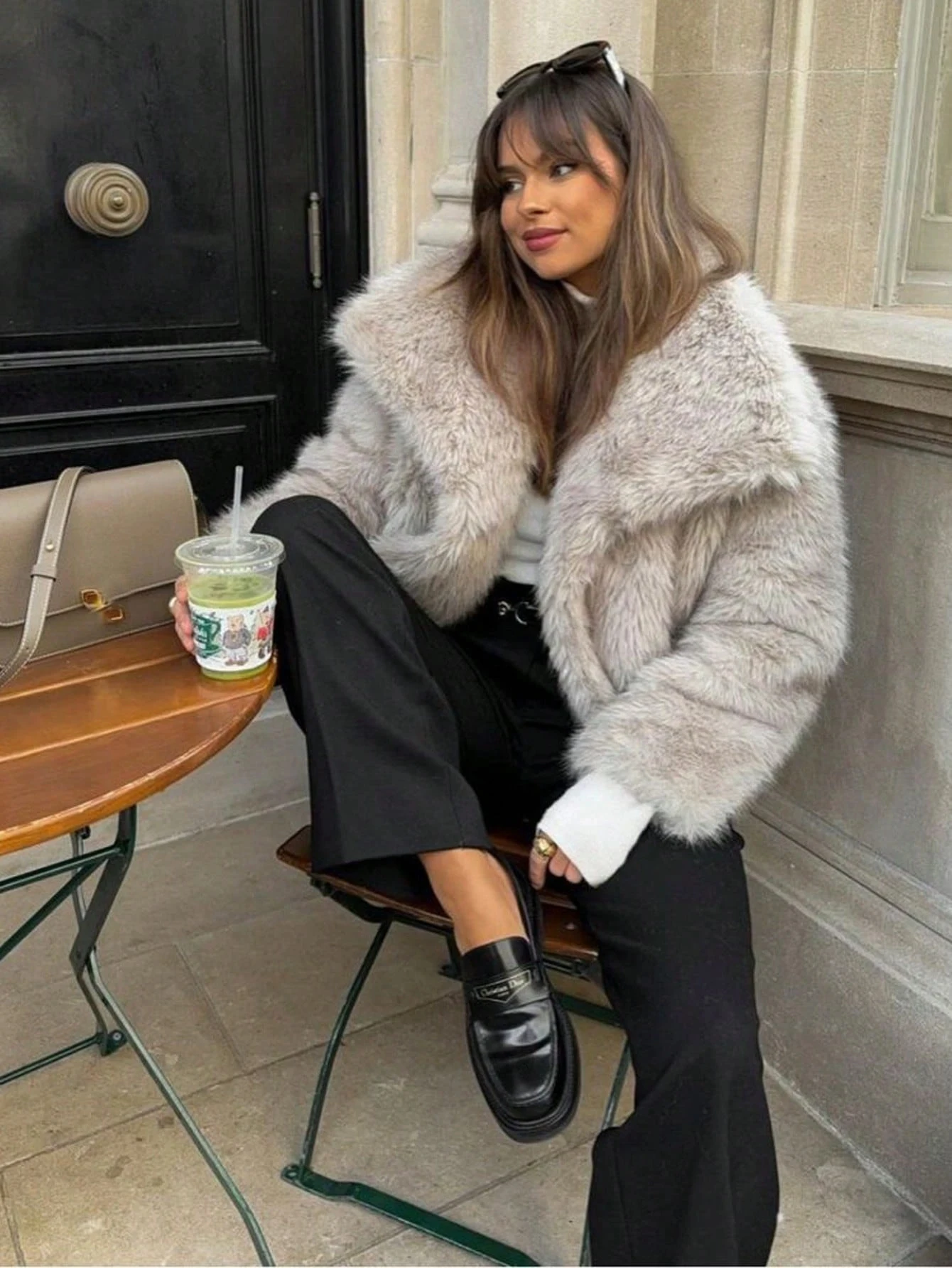 LIMO Women Large Lapel Faux Fur Coat Open Front Loose Fluffy Plush Outer Jacket