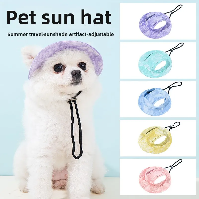 

Dog Cat Sunshade Bridle Hat Open Ears Adjustable Rope Buckle Buckle Bucket Hat Pet Supplies