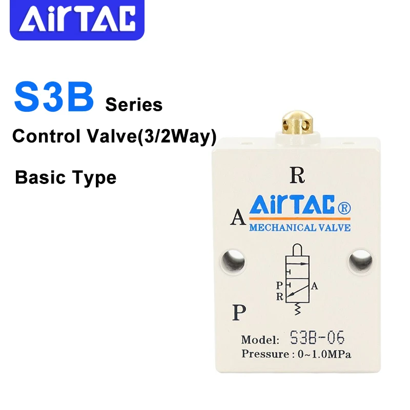 Airtac Basic Mechanical Valve S3B-M5/05 S3B-06 S3B-08 S3B-05 Two-Position Three-Way