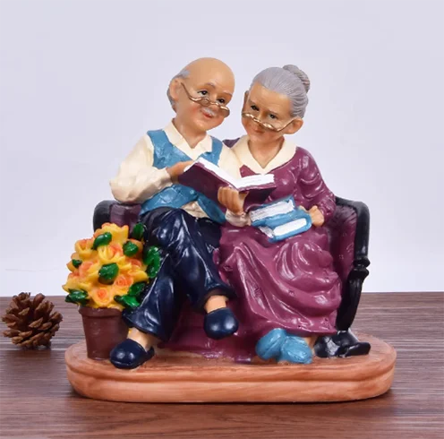 Modern Reading Eating Cycling Swinging Grandparents Resin