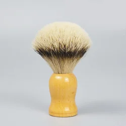 Pennello da barba per capelli in tasso morbido spazzola morbida portatile spazzola per schiuma detergente per salone spazzola per barba con manico in legno