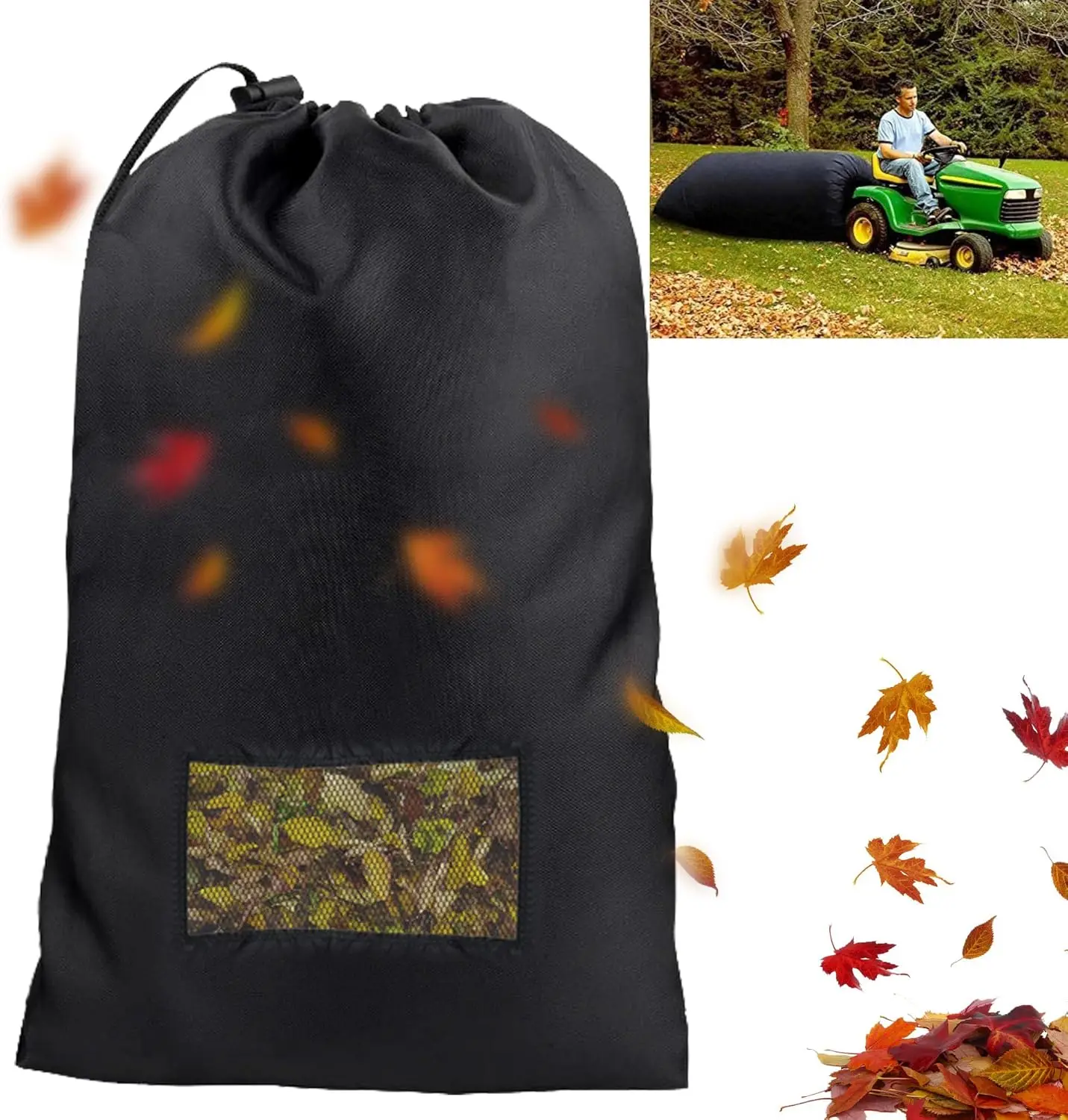 

Lawn Tractor Leaf Collector Bag Garden Defoliation Collection Bag Courtyard Cleaning Machine Storage Bag for Leaves