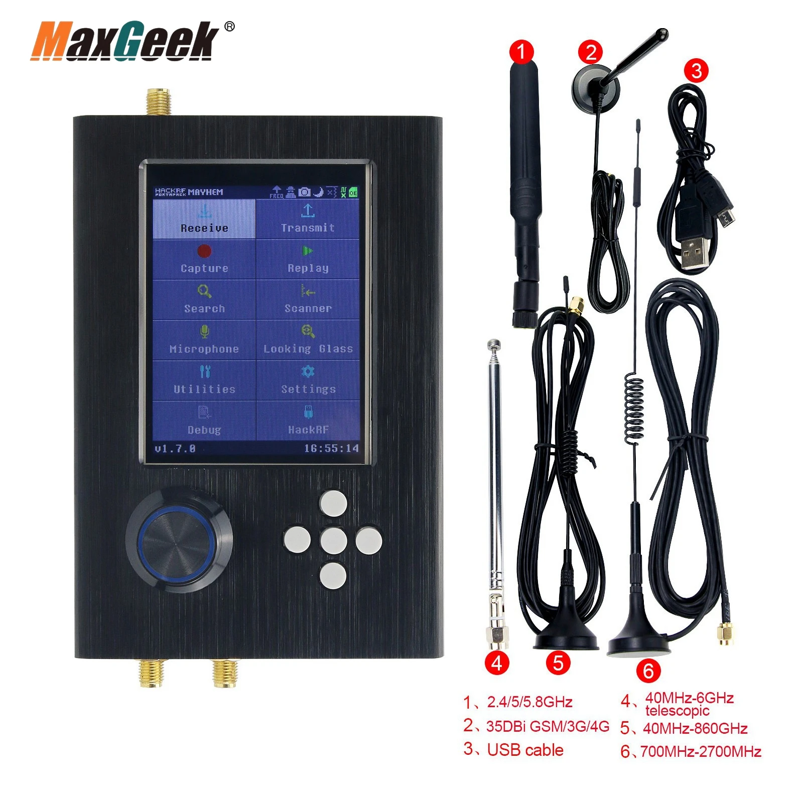 Mới May Vi Tinh Portapack H2 Hackrf Một SDR Phần Mềm Định Nghĩa Radio 1MHz-6GHz Tùy Chọn Vỏ Kim Loại Ăng Ten Bộ Dụng Cụ tự Làm Nhanh Lắp Ráp