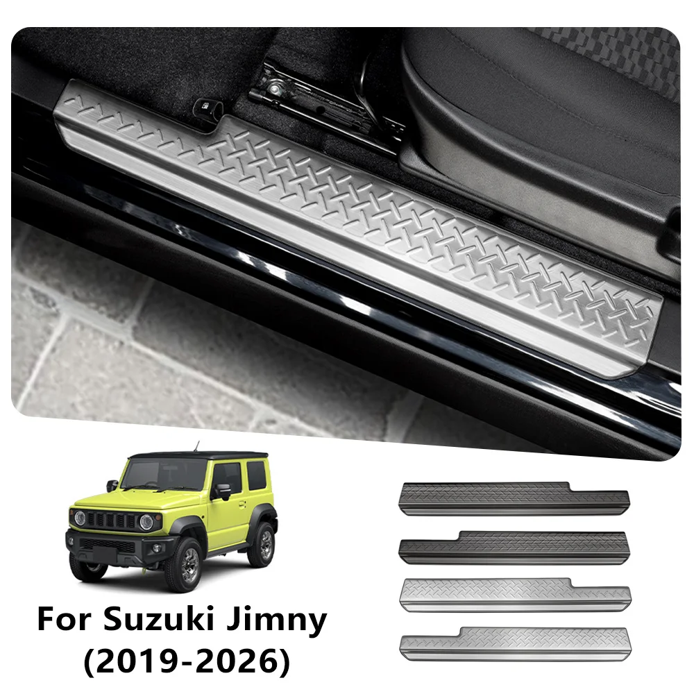 Einstiegsleistenschutz für Suzuki Jimny 2019 2020 2021 2022-2026 Edelstahl-Einstiegsleistenabdeckung Zierleiste Exterieur Autozubehör