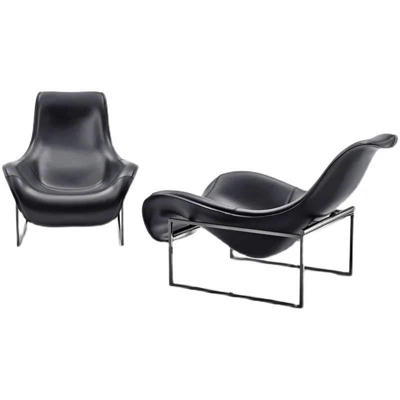 

Luxury Modern Fiberglass Leather Casual Lazy Chair Stainless Steel