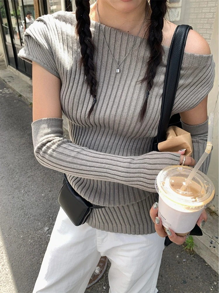 Y2k Aesthetic Slash Neck Vintage Sweater Women Streetwear Autumn Solid Loose Pullover Harajuku Off Shoulder Fairy Grunge Jumpers