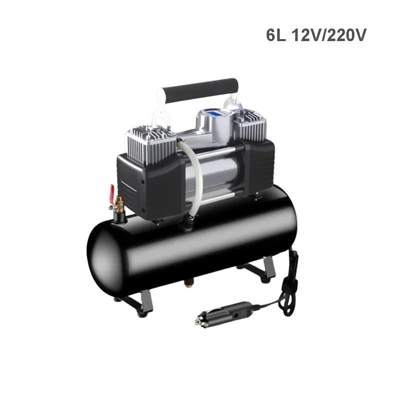 

220V/12V 6L Silent Air Compressor Oil-Free Portable Air Pump For Home Repair Tire Inflation Whisper Compressor With Air Gun