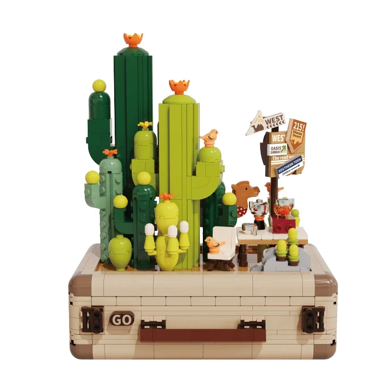 Anime Kawaii Building Blocks Assembly Cactus Toys Potted Plants Boys and Girls Series Storage Ornaments Gifts Peripherals