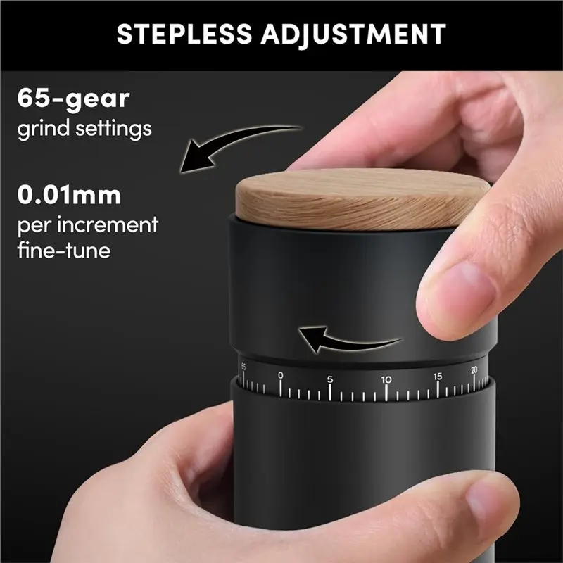 A005-Burr Coffee Grinder With Conical Design, Portable Electric Espresso Grinder Featuring Stepless Grind Setting Adjustments EU