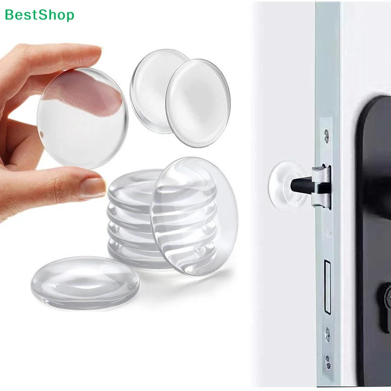 〔Z〕6Pcs Washable Self Adhesive Transparent Door Stopper Door Wall Protector Pads Reusable Soft Round/Square Shock Absorbent Gel