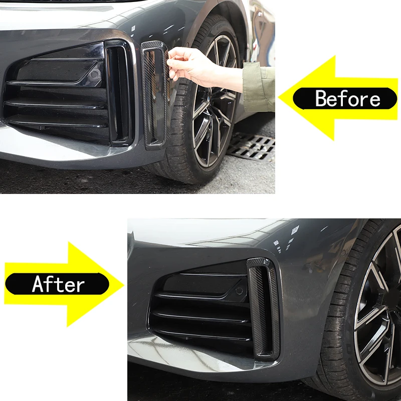 

For BMW 4 Series F26 G26 2022-2026+ Real Carbon Fiber Car Front Fog Light Frame Decoration Sticker Car Protection Accessories