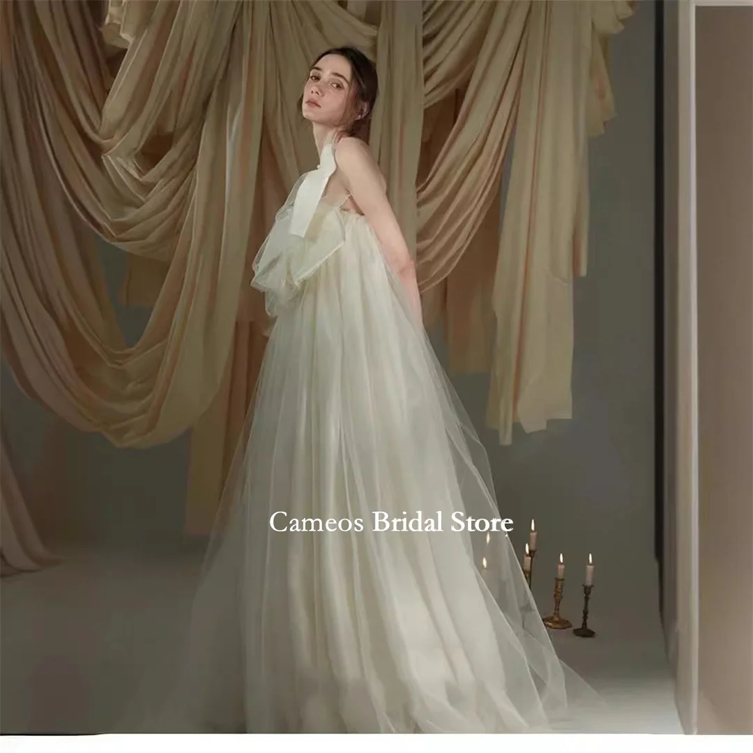 SONDR Fashion Korea Strapless Floor Length Backless Sleeveless Wedding Dresses Tulle Photo Shoot Corset Customized Bridal Gown