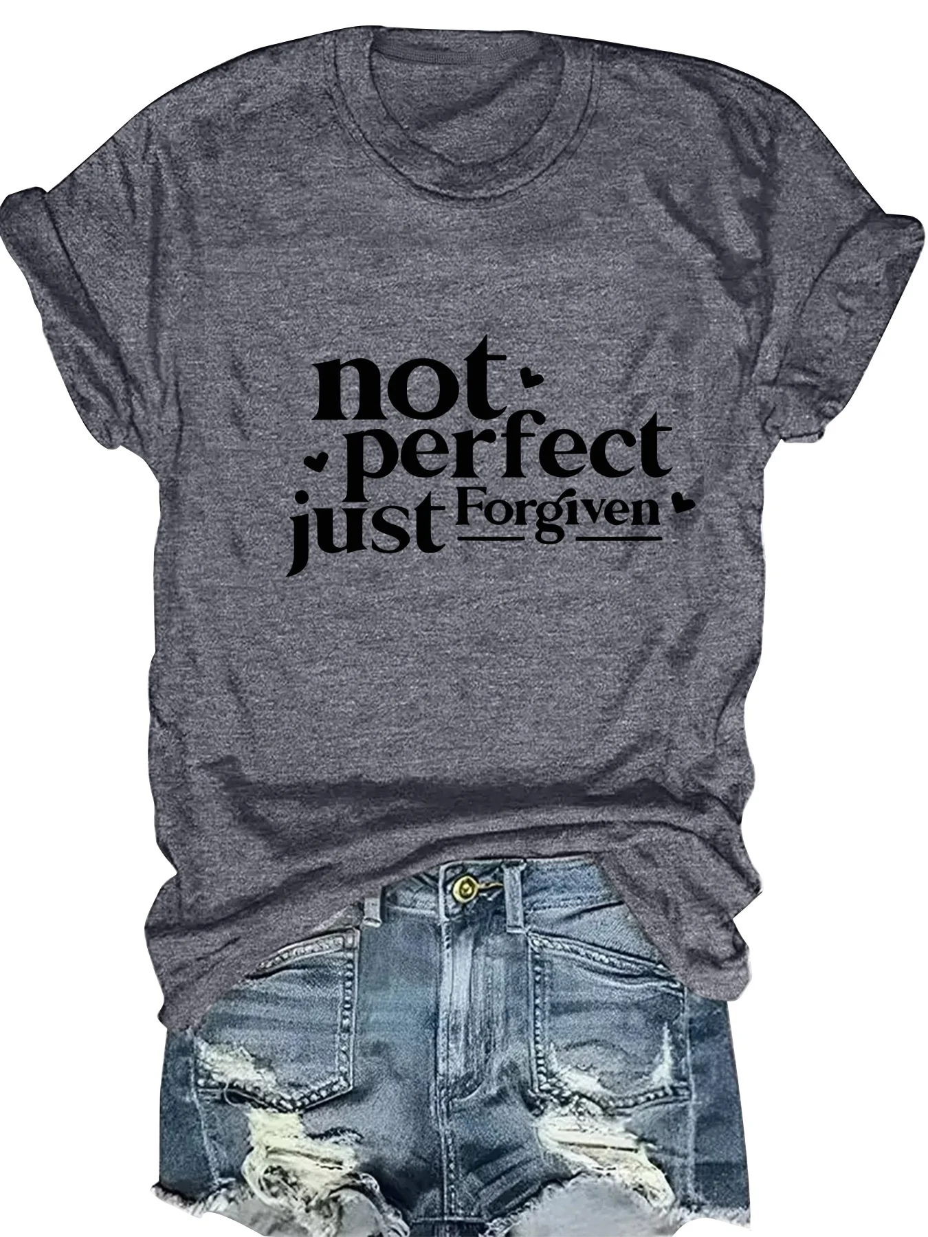 

Fashionable Ladies round Neck Short Sleeve T-Shirt with Letter Pattern Print Casual Comfortable Women's Top