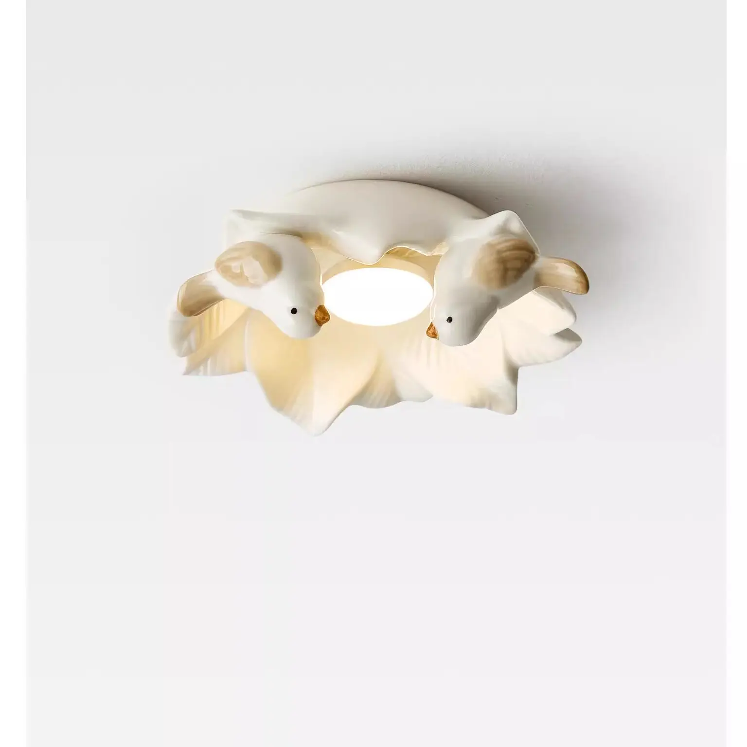 

French Cream Corridor Shell Bird Creative Entrance Balcony Corridor Ceramic Ceiling Light
